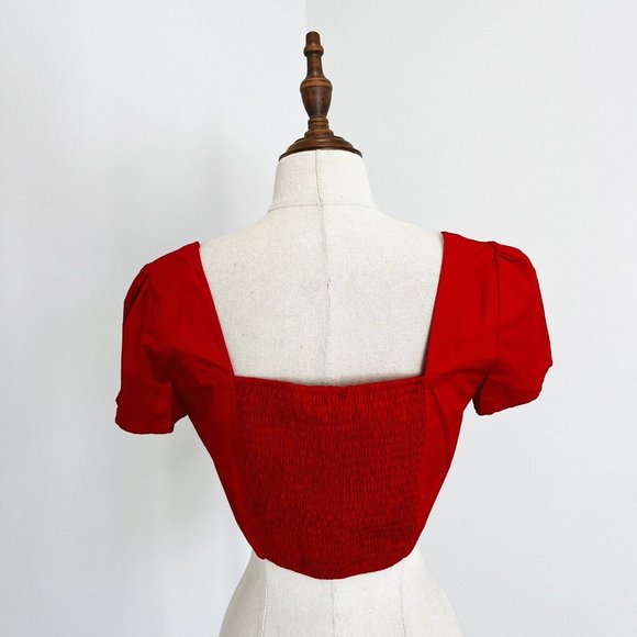 I am Gia Womens Top Cropped Red Button Front Urban Outfitters Size M - Picture 4 of 6